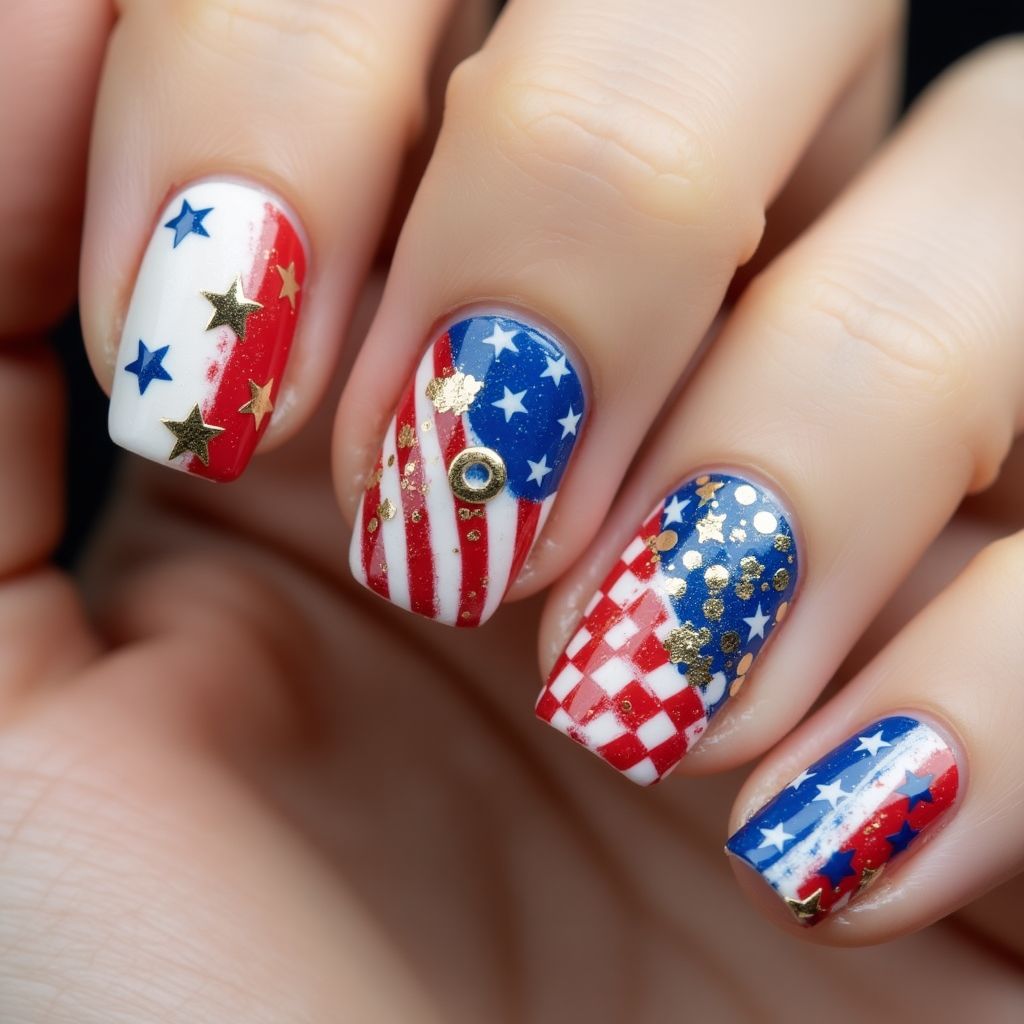 Labor Day Nail Glue Nail Design