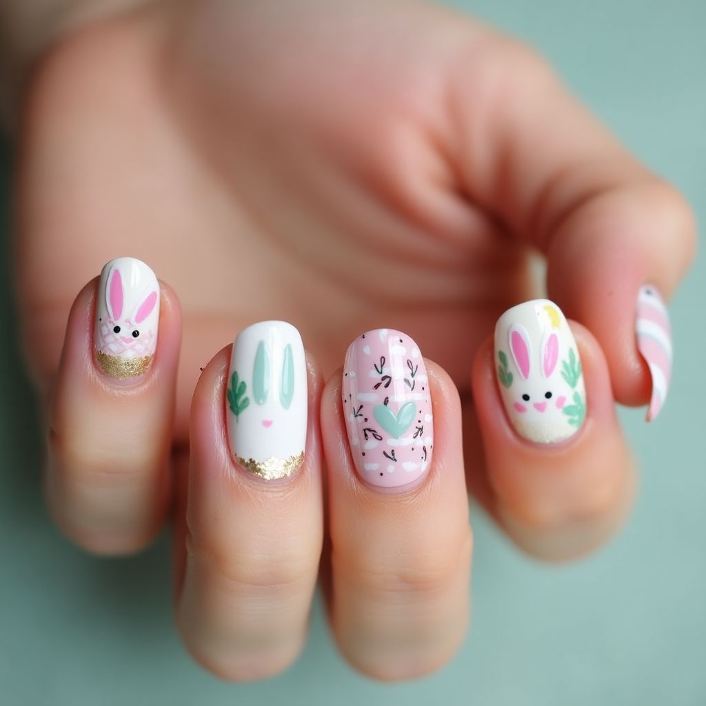 Easter Glitter Flakes Nail Design