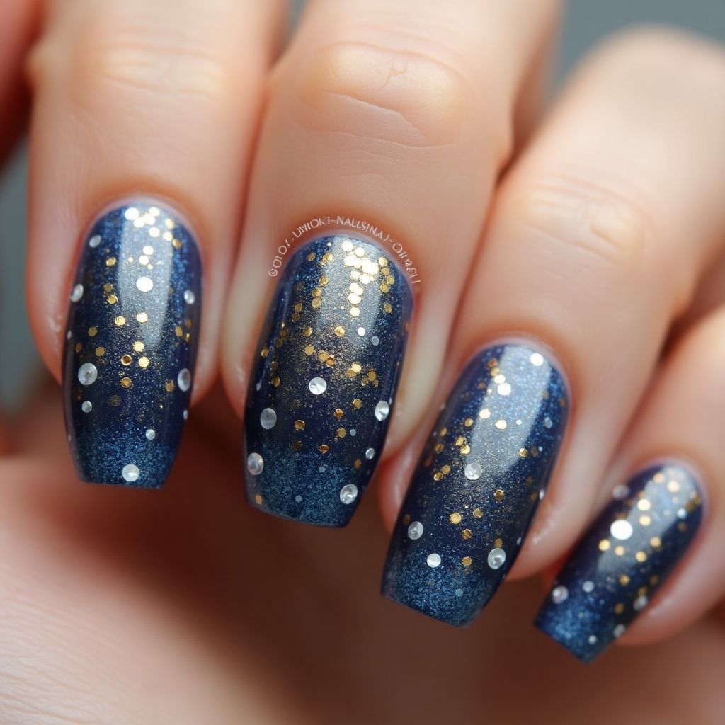 New Year Base Coat Nail Design