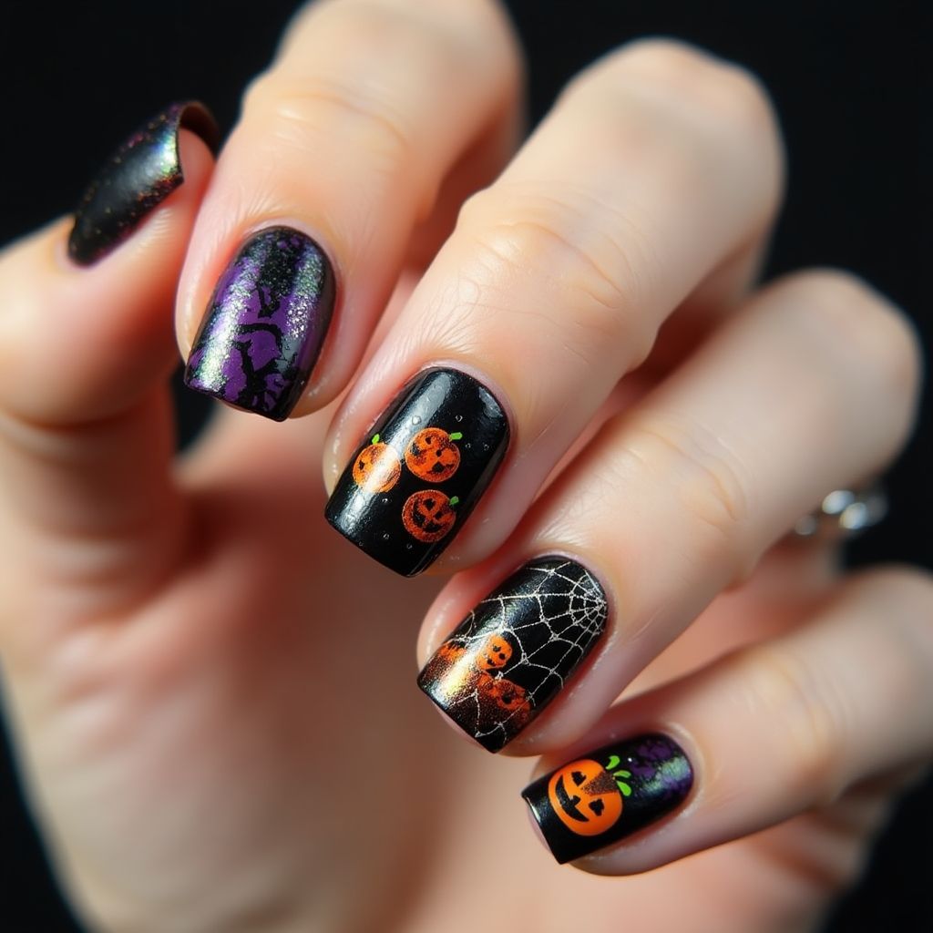 Halloween Magnetic Polish Nail Design