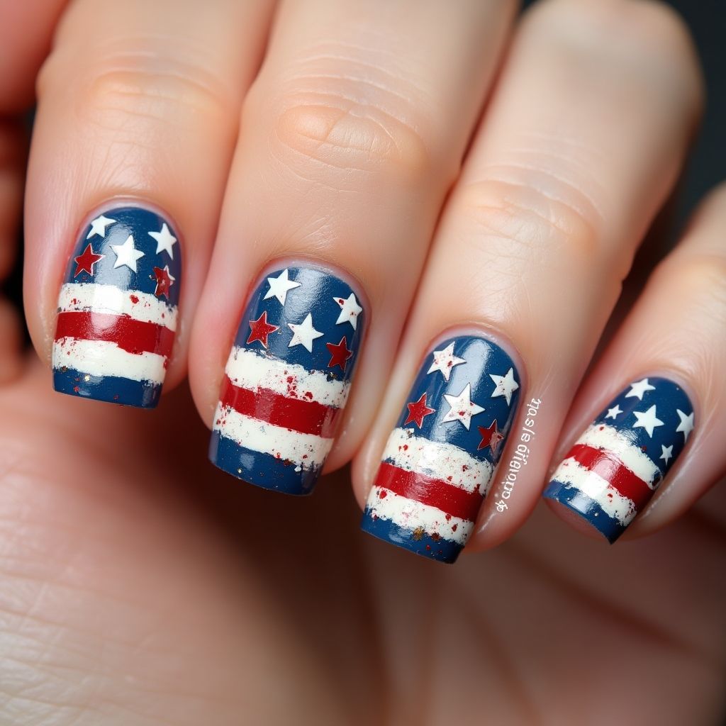 Labor Day Toothpicks Nail Design