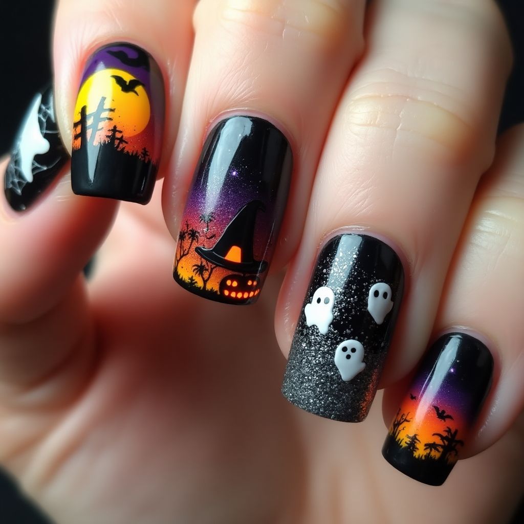Halloween Color Changing Polish Nail Design