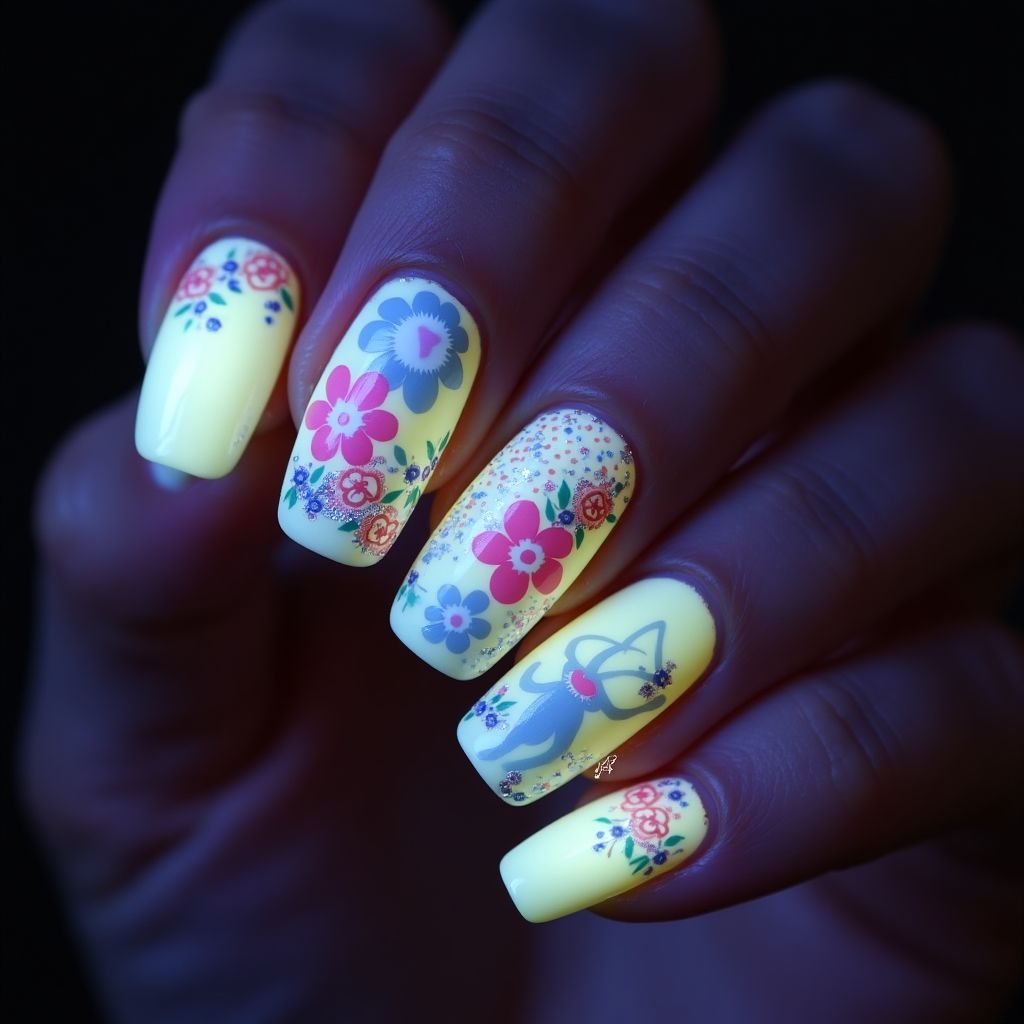 Easter Glow In The Dark Polish Nail Design