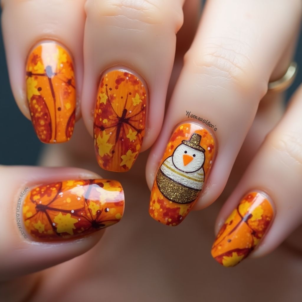 Thanksgiving Wax Pencils Nail Design