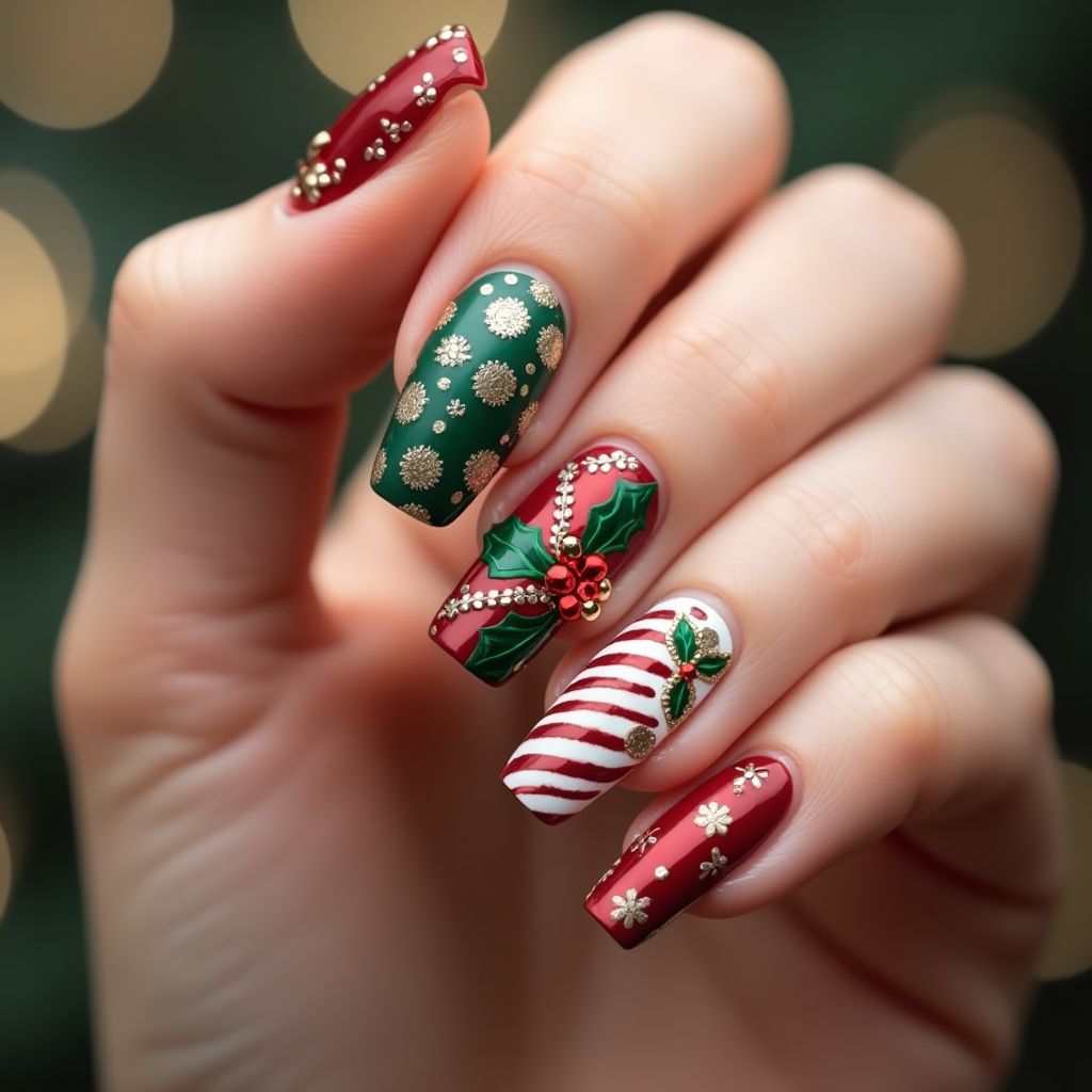 Christmas Base Coat Nail Design