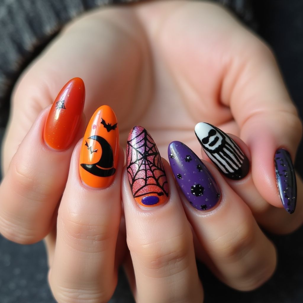 Halloween Poly Gel Nail Design