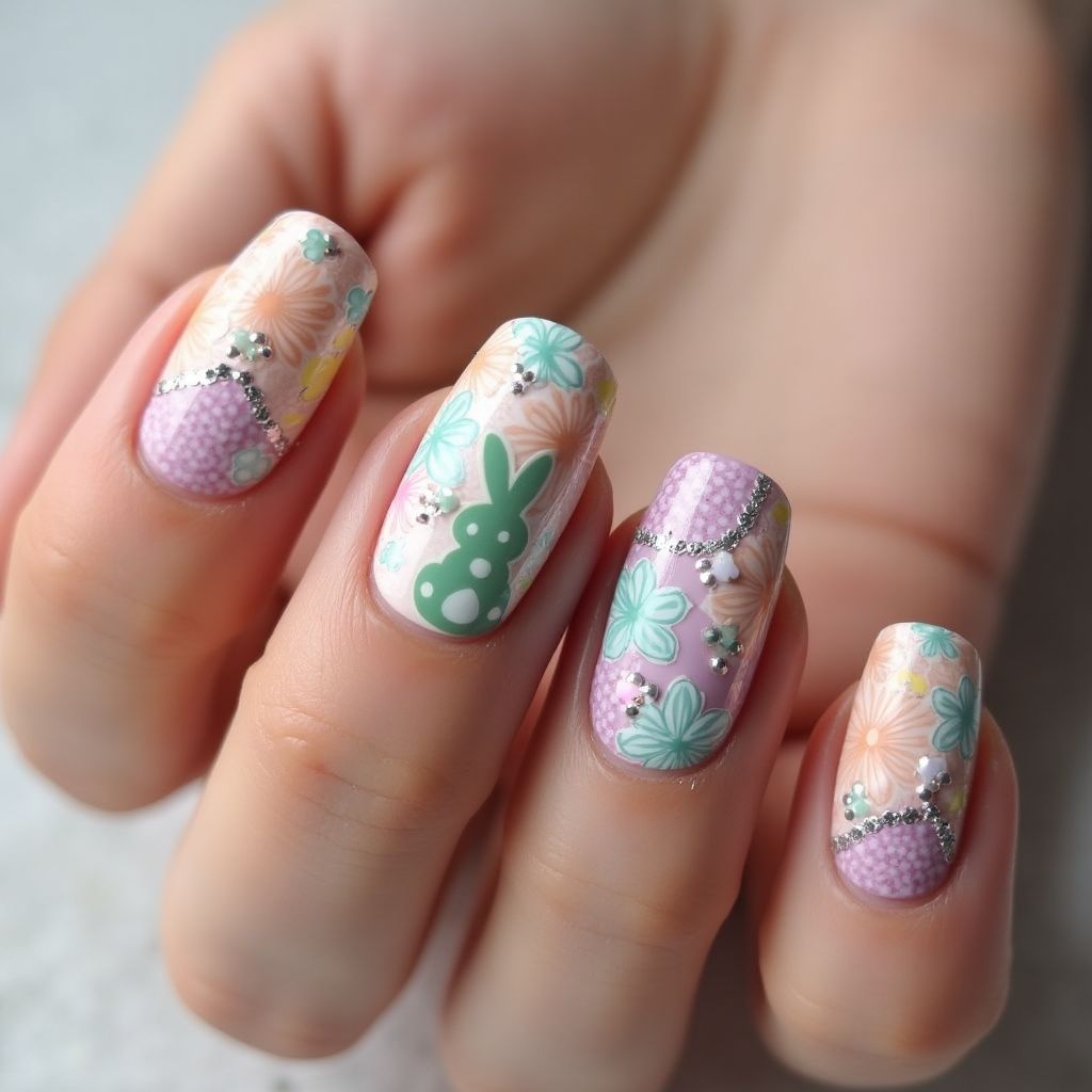 Easter Caviar Beads Nail Design