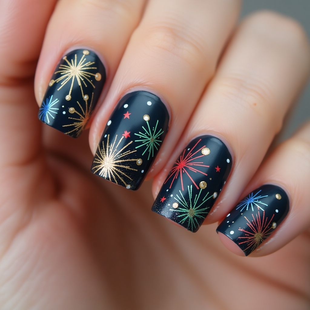 New Year Acrylic Powder Nail Design