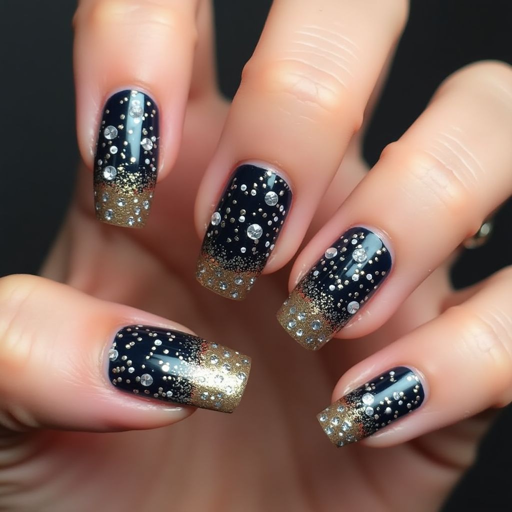New Year Caviar Beads Nail Design