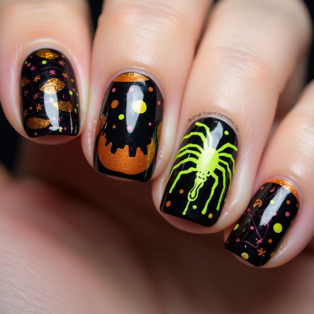 Halloween Top Coat Nail Design