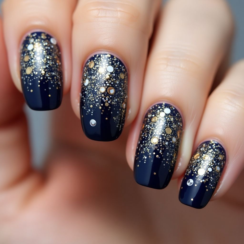 New Year Poly Gel Nail Design