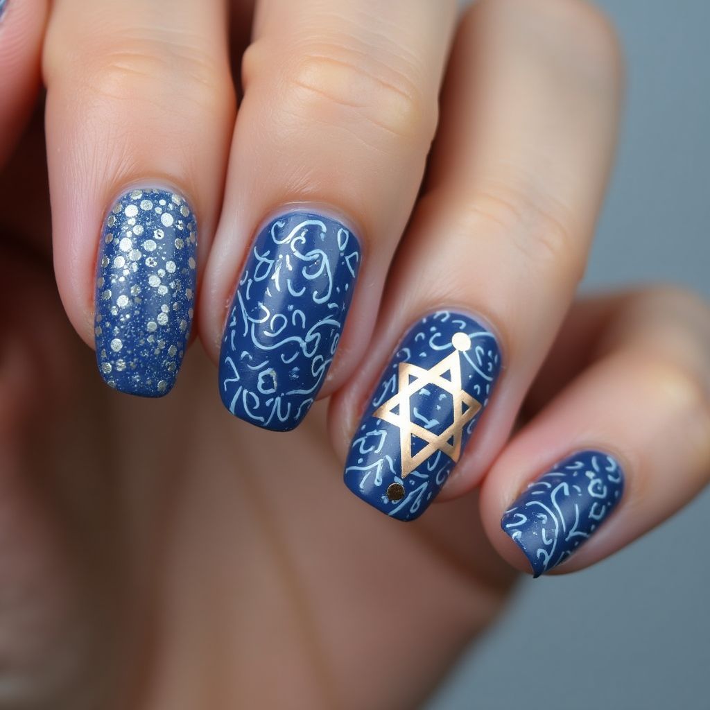 Hanukkah Toothpicks Nail Design
