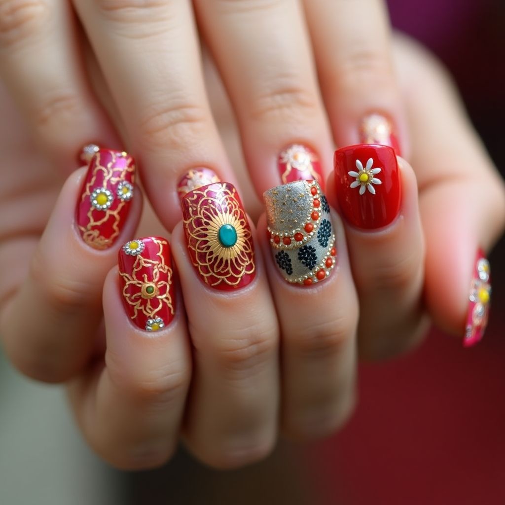 Diwali 3d Nail Decor Nail Design