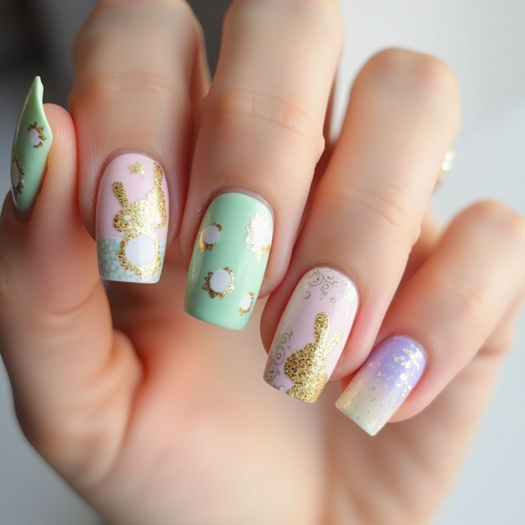 Easter Nail Foil Nail Design