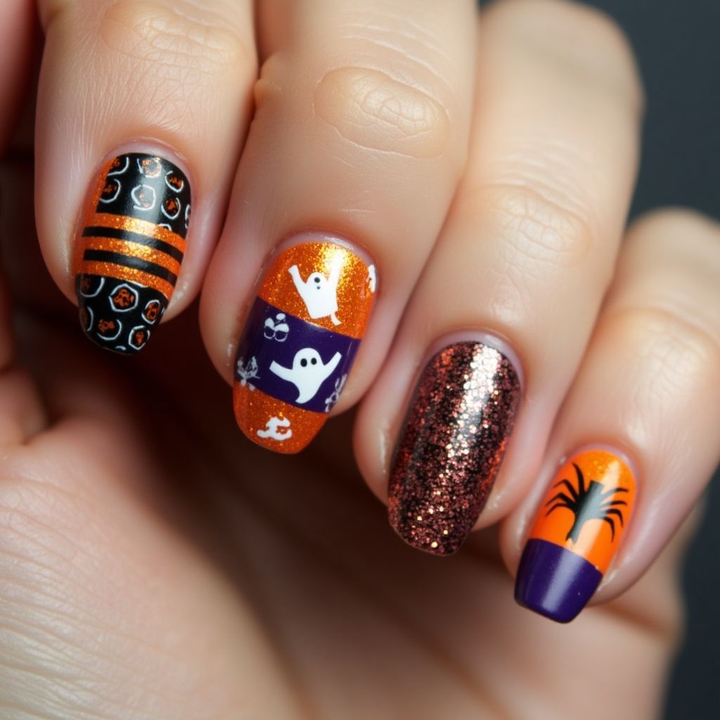 Halloween Striping Tape Nail Design