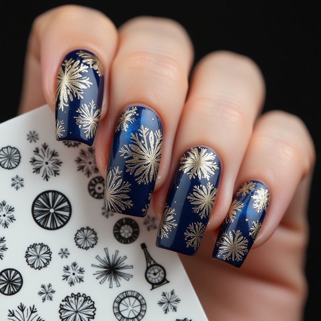 New Year Stamping Plates Nail Design
