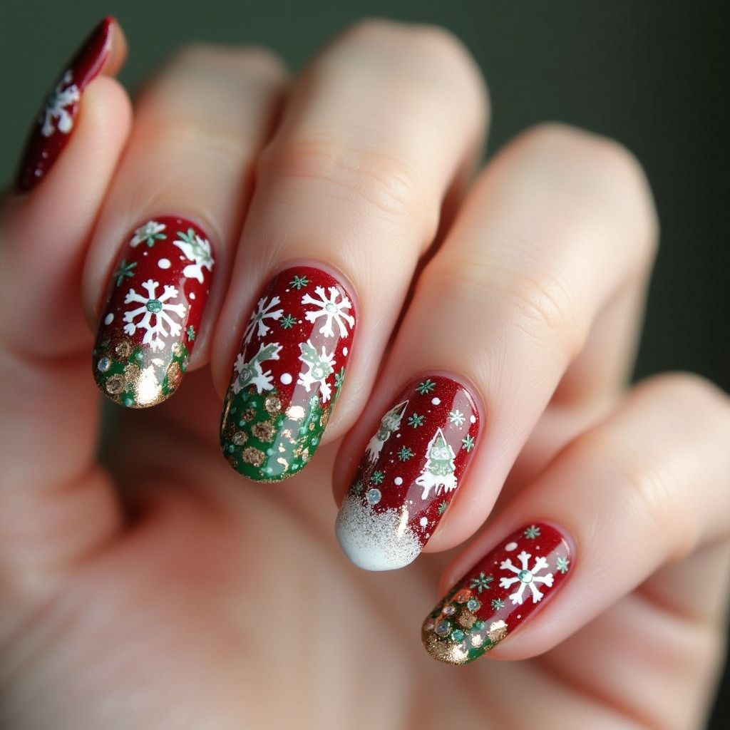 Christmas Base Coat Nail Design