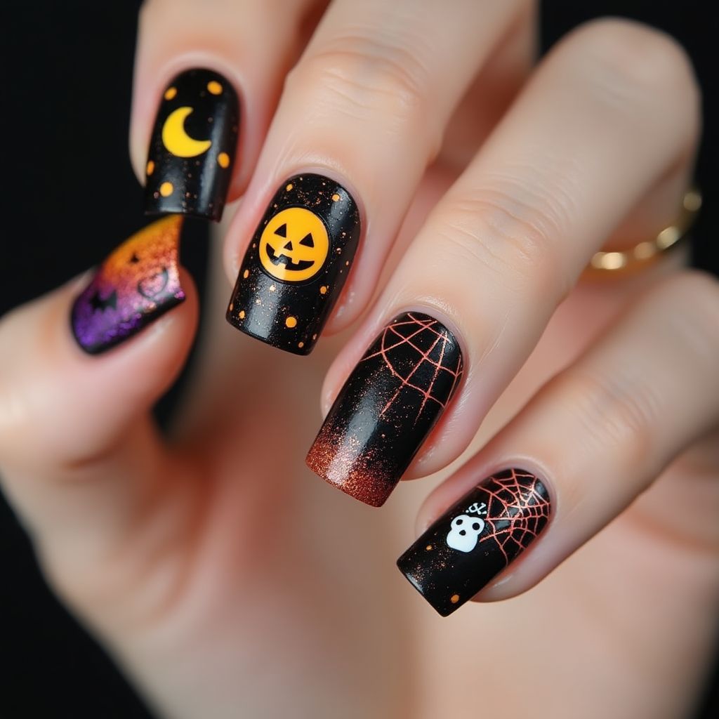 Halloween Color Changing Polish Nail Design