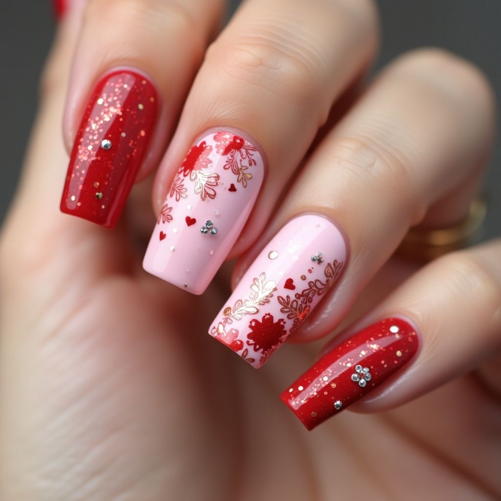 Valentine's Day Top Coat Nail Design