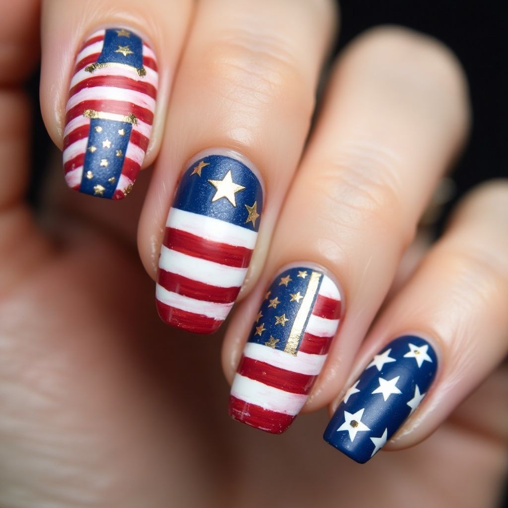Labor Day Builder Gel Nail Design