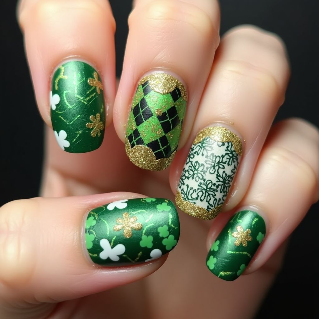 St Patrick's Day Poly Gel Nail Design