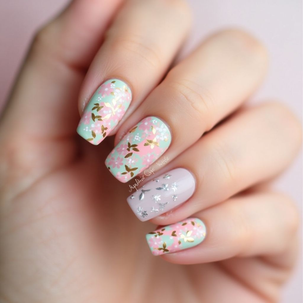Mother's Day Striping Tape Nail Design