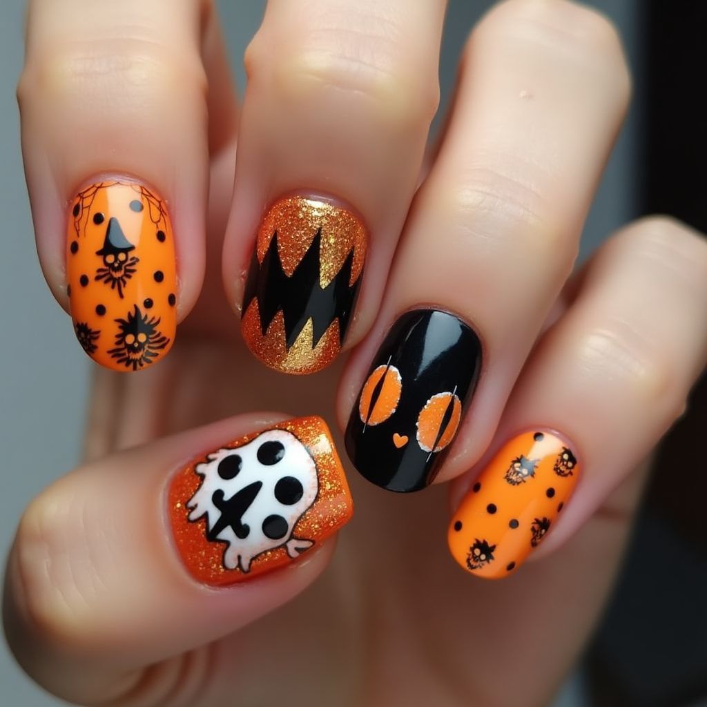 Halloween Base Coat Nail Design