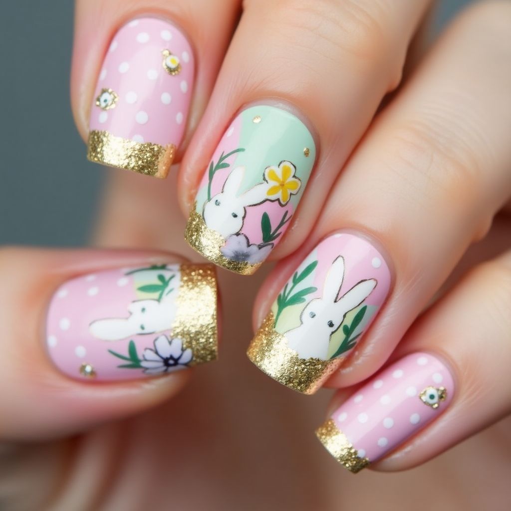 Easter Poly Gel Nail Design