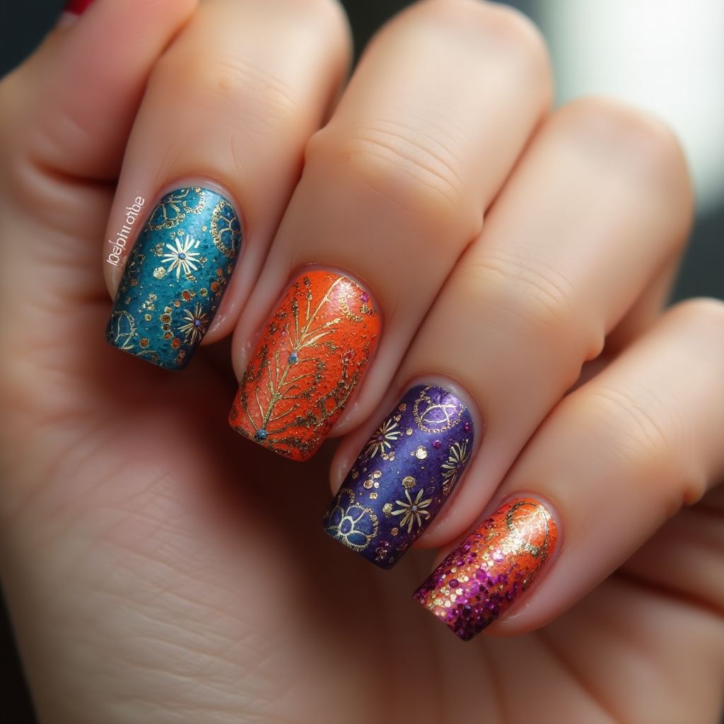 Diwali Dotting Tools Nail Design