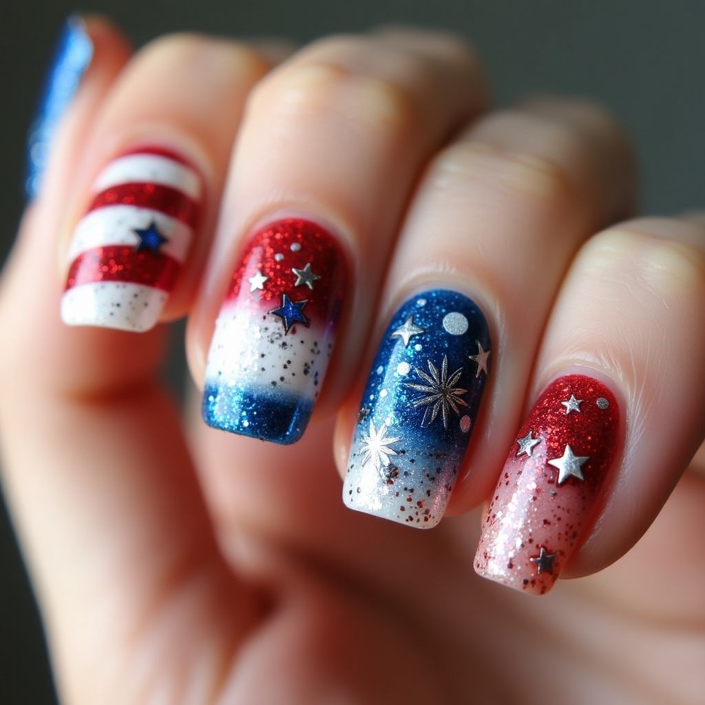 4th Of July Specialty Powders Nail Design