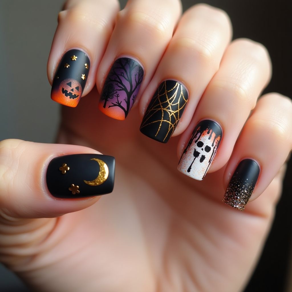 Halloween Acrylic Colors Nail Design