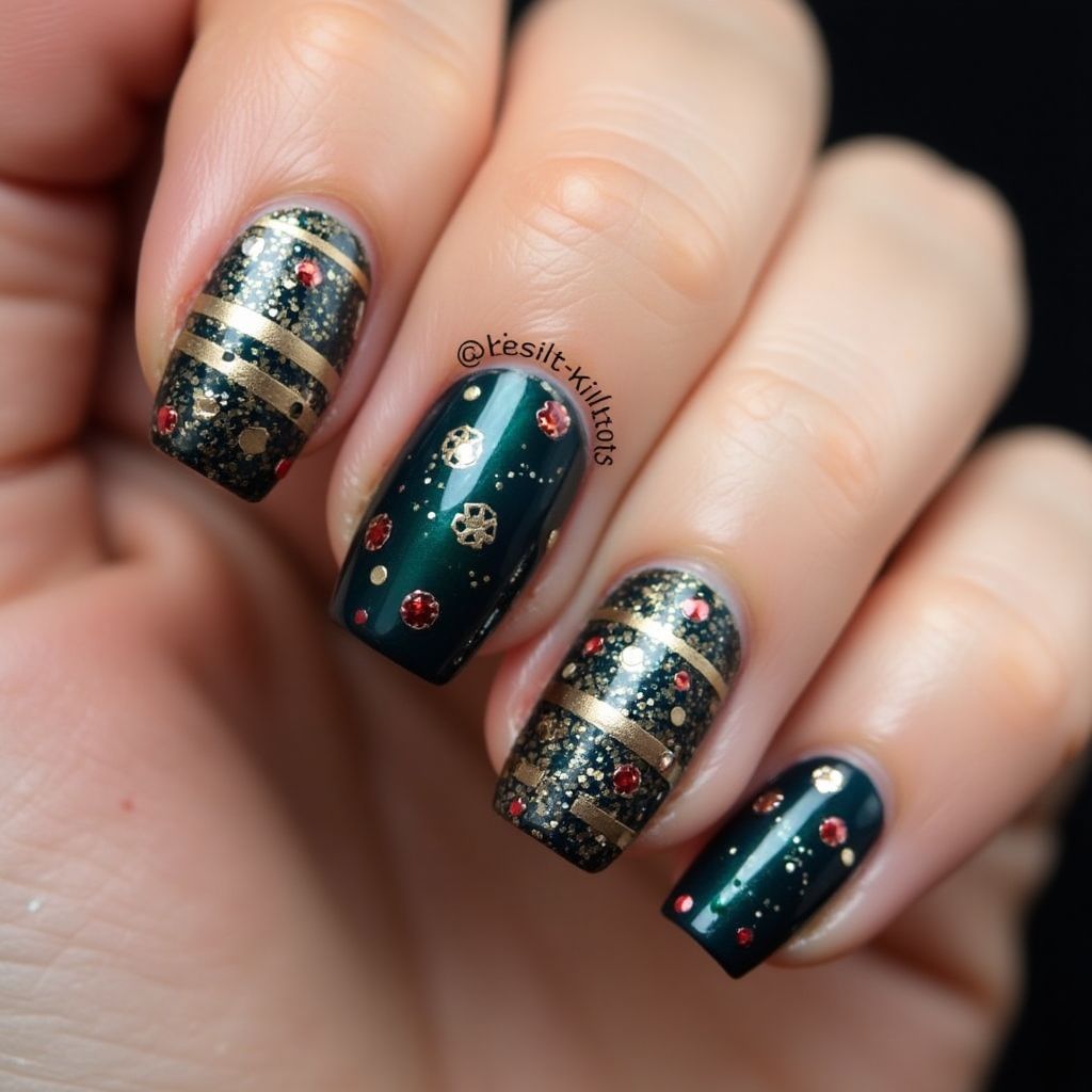 New Year Top Coat Nail Design