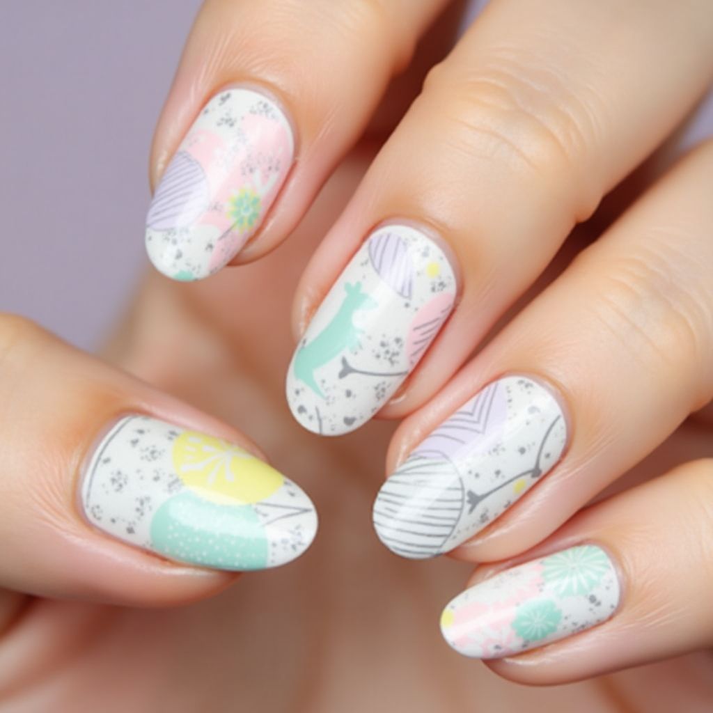 Easter Striping Tape Nail Design