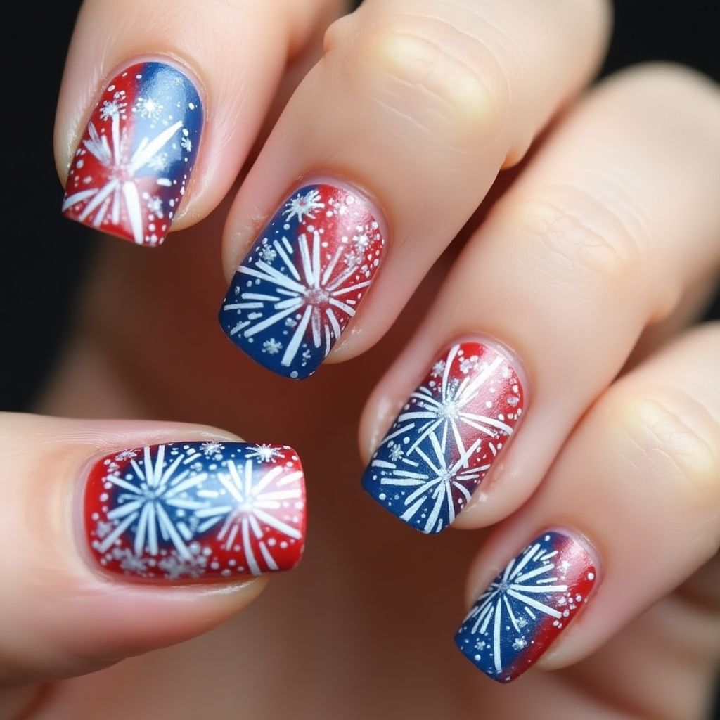 4th Of July Skin Barriers Nail Design