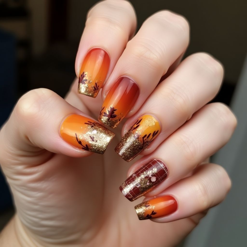 Thanksgiving Orangewood Sticks Nail Design