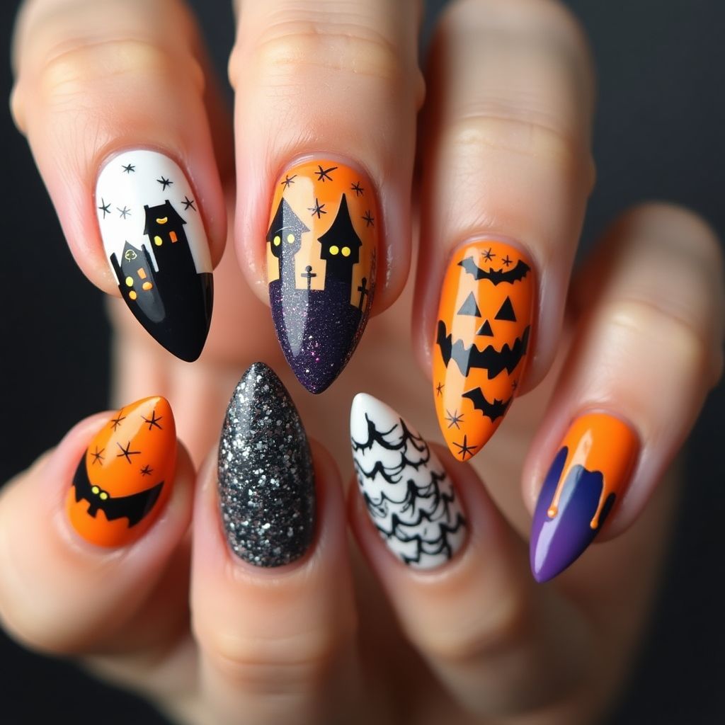 Halloween Toothpicks Nail Design