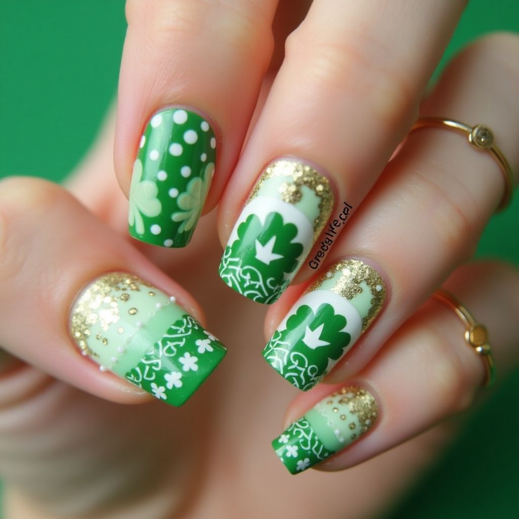St Patrick's Day Dotting Tools Nail Design