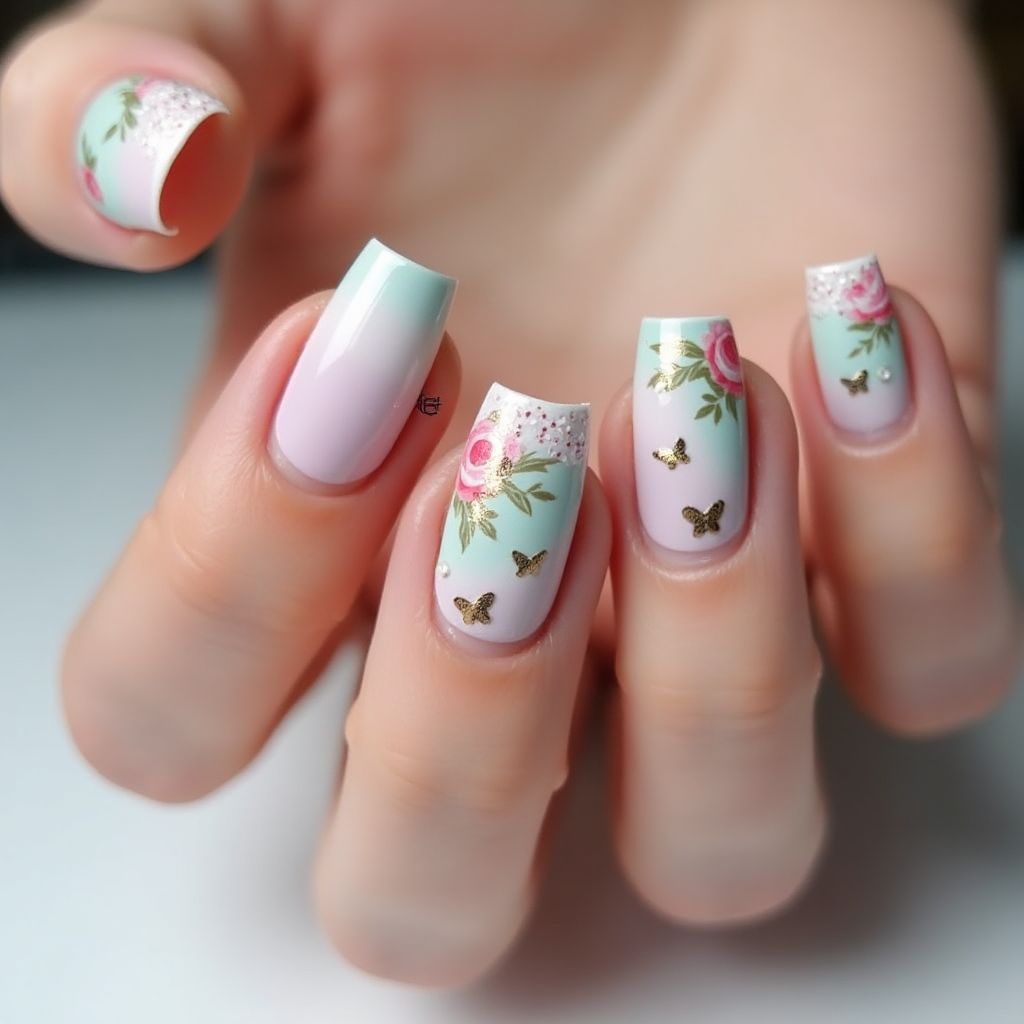 Mother's Day Top Coat Nail Design