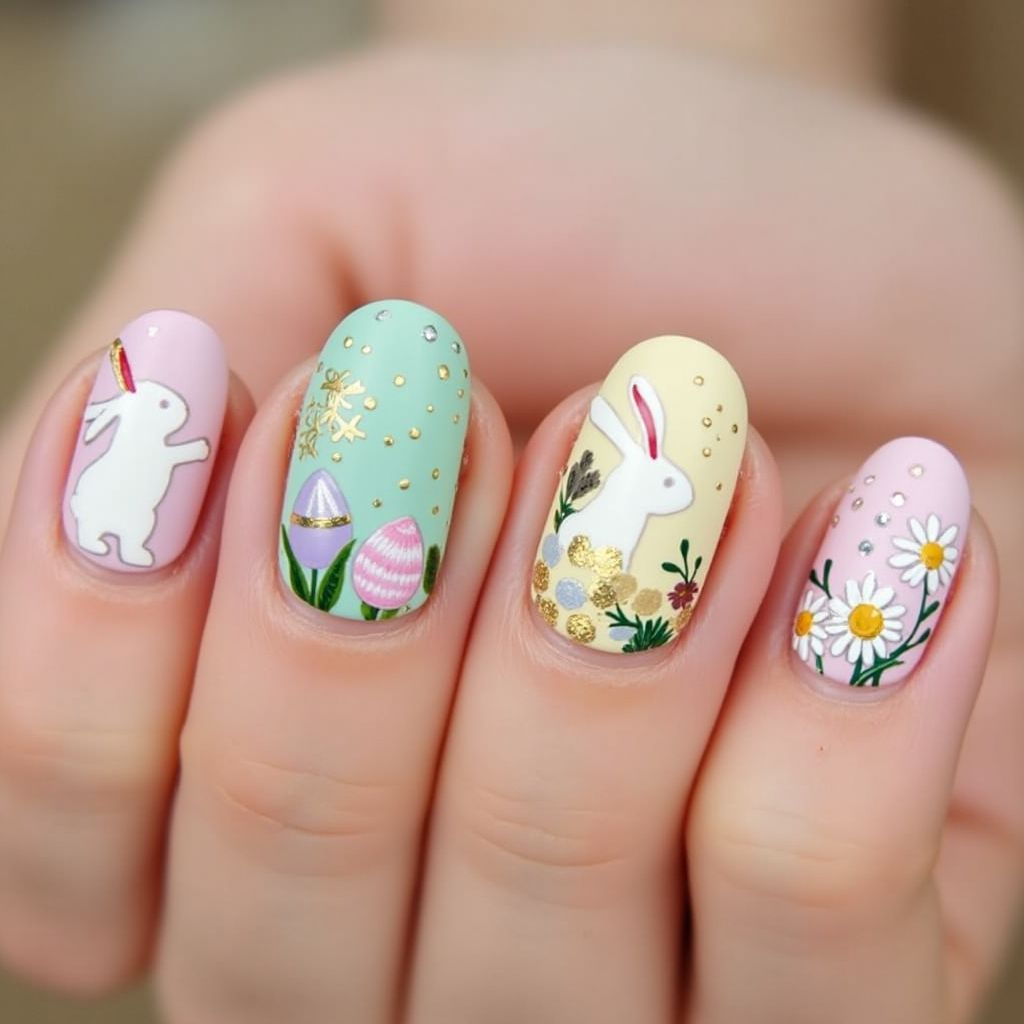 Easter Gel Polish Nail Design