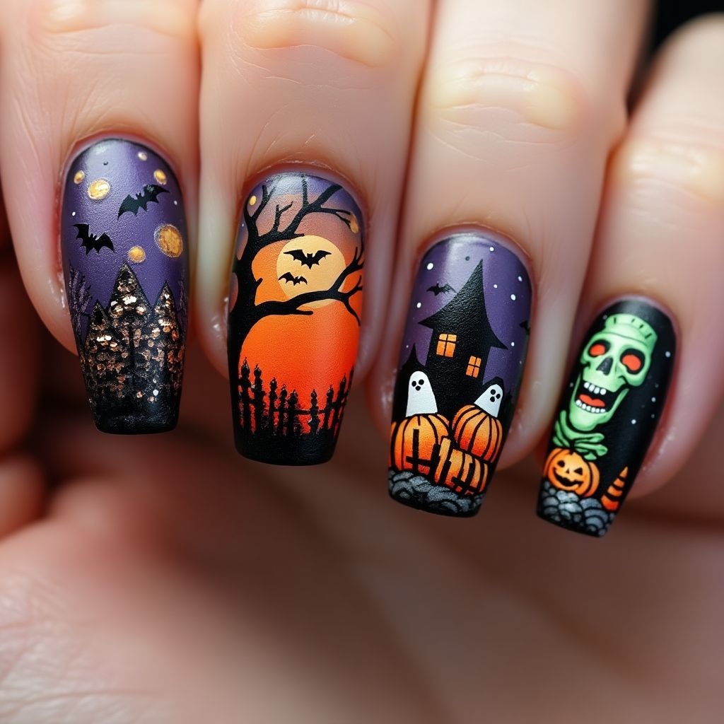 Halloween Top Coat Nail Design