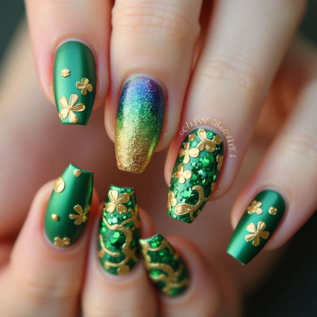 St Patrick's Day Builder Gel Nail Design