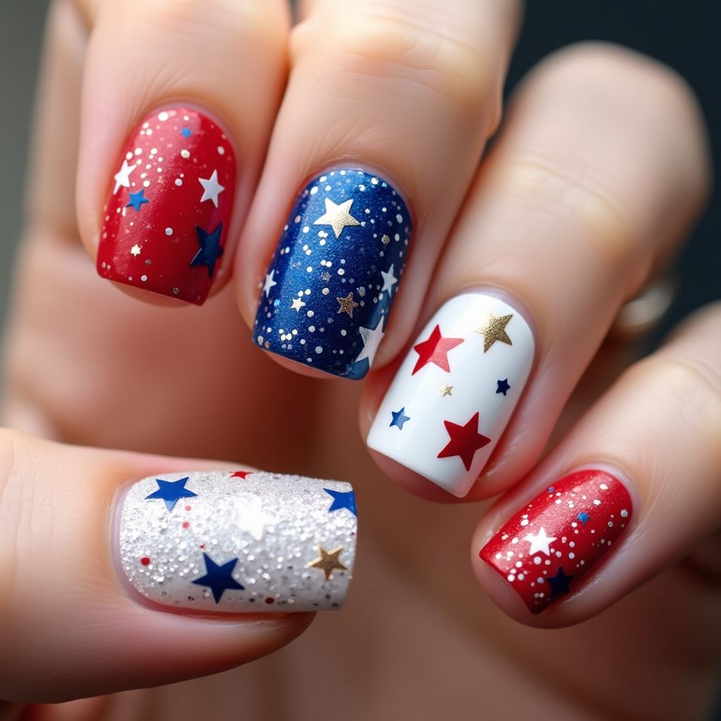 4th Of July Top Coat Nail Design