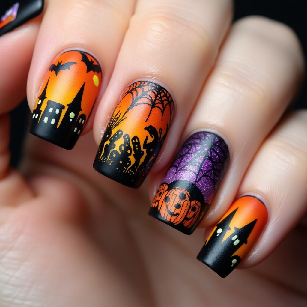 Halloween Acrylic Colors Nail Design