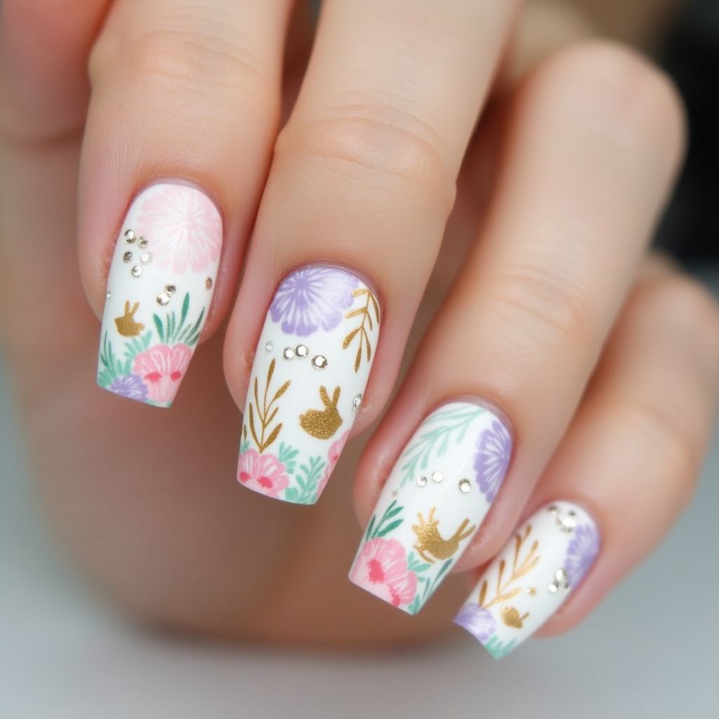 Easter Base Coat Nail Design
