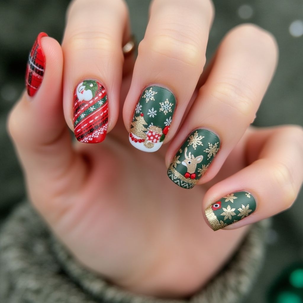 Christmas Orangewood Sticks Nail Design