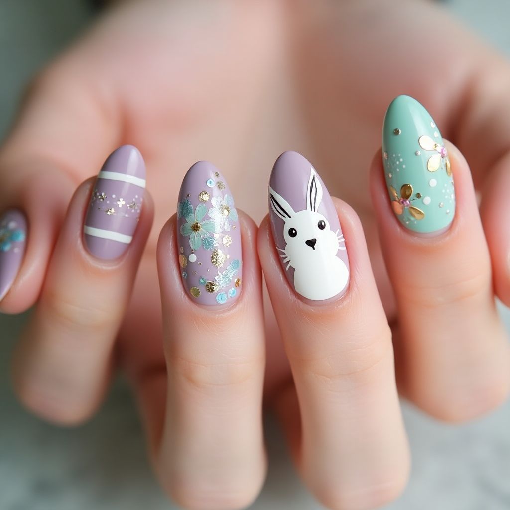 Easter Poly Gel Nail Design