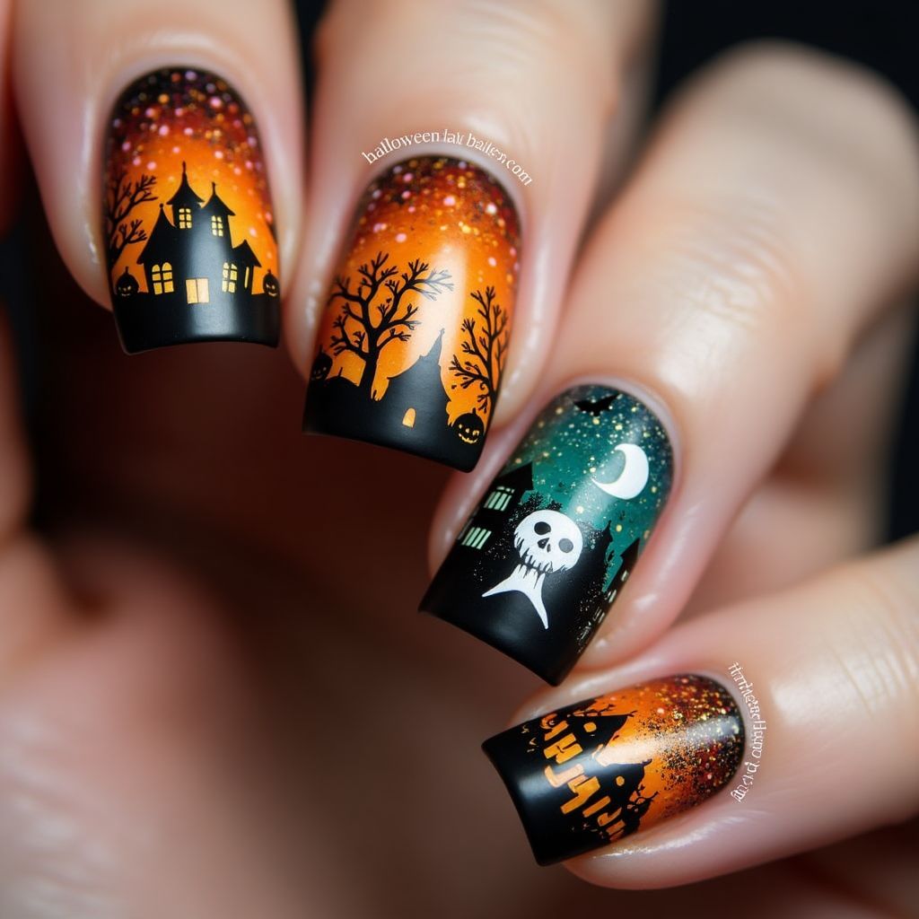 Halloween Builder Gel Nail Design
