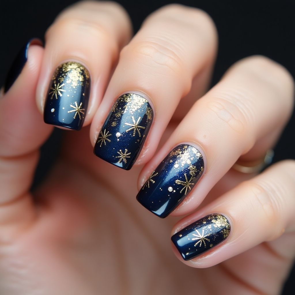 New Year Acrylic Colors Nail Design