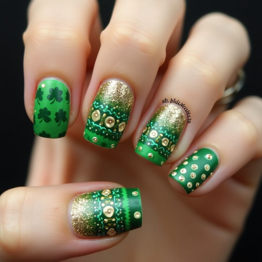 St Patrick's Day Nail Glue Nail Design