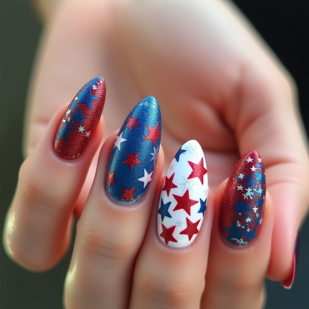 4th Of July Acrylic Colors Nail Design
